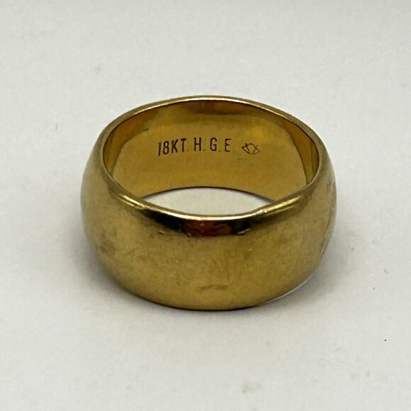 Vintage 18KT H.G.E. Dome Band Ring Size 6.5 Heavy Gold Electroplated - Picture 4 of 8